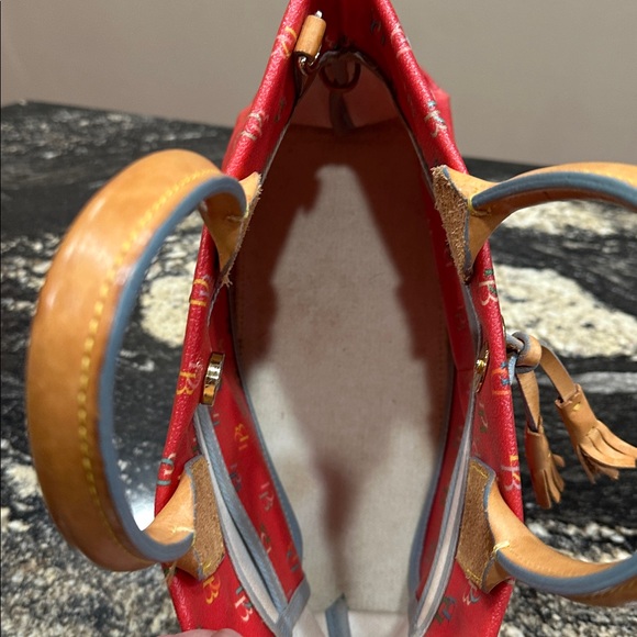 Dooney & Bourke Red Tote with Multicolor Monogram - Picture 8 of 13